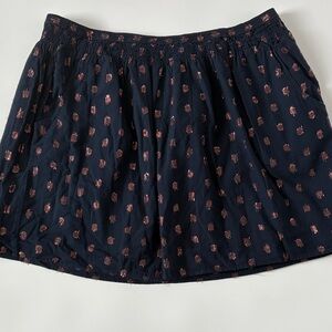NEW!!J. Crew Dark Blue Skirt with Metallic Pink/Rose Gold Dots